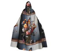 WHJSHOP Butterfly On A Bouquet Picture Halloween Adult Hooded Cape Men'S And Women'S Clothing Mantle Role-Playing