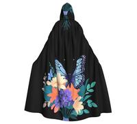 WHJSHOP Butterfly On A Bouquet Picture Halloween Adult Hooded Cape Men'S And Women'S Clothing Mantle Role-Playing