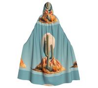 WHJSHOP Cactus Under The Scorching Sun Picture Halloween Adult Hooded Cape Men'S And Women'S Clothing Mantle Role-Playing