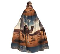 WHJSHOP Camels in the desert Picture Halloween Adult Hooded Cloak No Zipper, Comfortable & Durable for Role-Playing