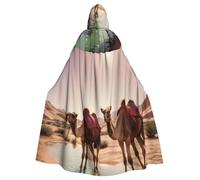 WHJSHOP Camels in the oasis Picture Halloween Adult Hooded Cloak No Zipper, Comfortable & Durable for Role-Playing