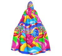 WHJSHOP candy land Prints Halloween Adult Hooded Cloak No Zipper, Comfortable & Durable for Role-Playing