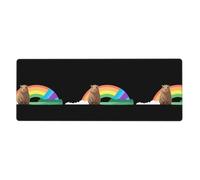 WHJSHOP Capybara Sitting On The Rainbow Prints Extra Large Mouse pad, Computer Office Anti Slip Gaming Keyboard Thickened Version 12x31.5in
