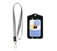 WHJSHOP Card Badge Leather Holder with Lanyard - Durable ID Cover | for Professionals & Students Interlaced Leaves Pattern