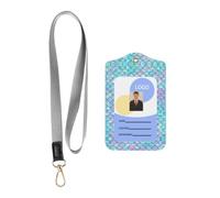 WHJSHOP Card Badge Leather Holder with Lanyard - Durable ID Cover | for Professionals & Students Mermaid Pattern