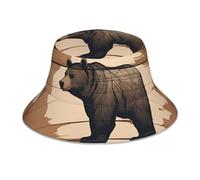 WHJSHOP Cartoon Black Bear Prints Reflective Bucket Hat for Men and Women - Protection Headwear for Outdoor Activities, Black, One Size