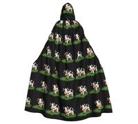 WHJSHOP Cartoon cow eating grass Picture Adult Hooded Cape Cloak for Halloween, Role-playing Costumes, and Theme Parties