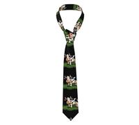 WHJSHOP Cartoon cow eating grass Prints Men's Necktie - Soft and Durable Polyester Fabric Neck Tie for Business, Wedding, and Parties, Black, One Size