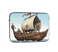 WHJSHOP Cartoon Old Viking Boat Prints Portable Shockproof Laptop Sleeve Case for Men and Women Business Travel, and Office Daily Use