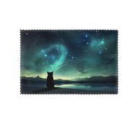 WHJSHOP Cat Looking At Stars Prints Placemats Set of 6 12x18in - Transform Your Table into a Cozy Haven for Memorable Meals
