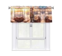 WHJSHOP Cat Looking for The Sky Printing Short Curtains with Valance Rod 54x18in, Light Filtering, Easy Installation for Kitchen, Bathroom, Laundry Room, Studio