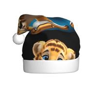 WHJSHOP Cell Phone Tiger Pattern Men's and women's plush Christmas hats, adult New Year's holiday party caps