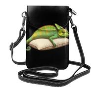 WHJSHOP Chameleon On The Pillow Picture Small Leather Women'S Crossbody Flip Phone Bag, Waterproof And Durable