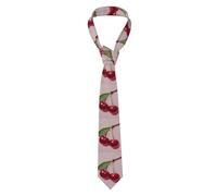 WHJSHOP Cherries on pink background Prints Men's Necktie - Premium Polyester Fiber Tie for Business, Daily Life, and Special Occasions