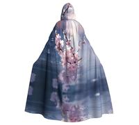 WHJSHOP Cherry Blossoms In The Water Picture Adult Hooded Cape Cloak for Halloween, Role-playing Costumes, and Theme Parties