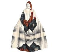 WHJSHOP Chicken And Rooster Picture Halloween Adult Hooded Cape Men'S And Women'S Clothing Mantle Role-Playing