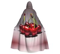 WHJSHOP Chilean cherries Pattern Halloween Adult Hooded Cloak No Zipper, Comfortable & Durable for Role-Playing