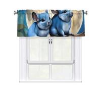 WHJSHOP Chinchillas and Moon Printing Short Curtains with Valance Rod 54x18in, Light Filtering, Easy Installation for Kitchen, Bathroom, Laundry Room, Studio