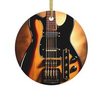 WHJSHOP Christmas Ceramic Round Pendant Decoration for Shopping Malls Supermarkets Stores Homes Instrumental Guitar Prints