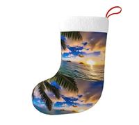 WHJSHOP Christmas decorative stockings Tropical Hawaii Palm Tree Ocean Sea Sunset Prints holiday accessories colorfast for community events holiday parties dances