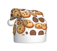 WHJSHOP Christmas Hat for Adult - Quality Fabric for Holiday Parties and Costume Events Cookies Food Chocolate Chip Biscuits Pattern