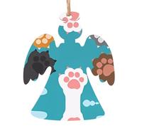 WHJSHOP Christmas Wooden Ornaments Angel Shape 1 PC cat paws Prints for hanging on Christmas trees