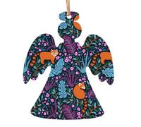 WHJSHOP Christmas Wooden Ornaments Angel Shape 6 PCS Cat Print Prints for hanging on Christmas trees