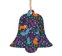 WHJSHOP Christmas Wooden Ornaments Bell Shape 4 PCS Cat Print Prints for hanging on Christmas trees