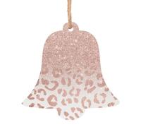 WHJSHOP Christmas Wooden Ornaments Bell Shape 6 PCS rose gold glitter Prints for hanging