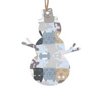 WHJSHOP Christmas Wooden Ornaments Snowman Shape 1 PC cute funny cat Prints for hanging on Christmas trees