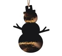 WHJSHOP Christmas Wooden Ornaments Snowman Shape 4 PCS Gold Black Sand Prints for hanging on Christmas trees