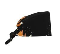 WHJSHOP Cleaning Working Cap Little Fox in The Starry Sky Prints Chef Hat for Women & Men, Adjustable, Breathable Black