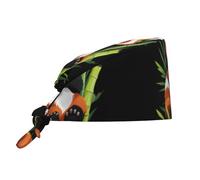 WHJSHOP Cleaning Working Cap Red Panda in Bamboo Forest Prints Chef Hat for Women & Men, Adjustable, Breathable