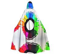 WHJSHOP Colored crayon circles Prints Adult Hooded Cape Cloak for Halloween, Role-Playing, and Costume Parties