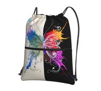 WHJSHOP Colorful Butterfly Pattern Prints Drawstring Zipper Backpack - Lightweight, Waterproof Gym Bag for Travel, Yoga & Hiking