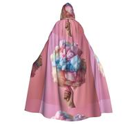 WHJSHOP Colorful Cotton Candy Picture Halloween Adult Hooded Cape Men'S And Women'S Clothing Mantle Role-Playing