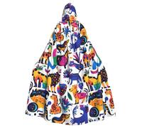 WHJSHOP Colorful Dinosaur War Prints Adult Hooded Cape Cloak for Halloween, Role-Playing, and Costume Parties