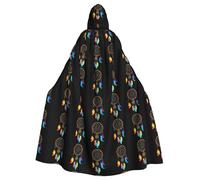 WHJSHOP Colorful Feather Dream Catcher Picture Halloween Adult Hooded Cape Men'S And Women'S Clothing Mantle Role-Playing