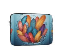 WHJSHOP Colorful Feathers in Water Pattern Laptop Case - Shockproof Portable Laptop Sleeve Bag for Men and Women Business Travel, School, and Office Use