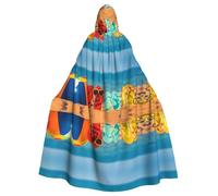 WHJSHOP Colorful Flip Flops Beach Ball Prints Hooded Cloak - Dramatic Long-Sleeve Cosplay Cover