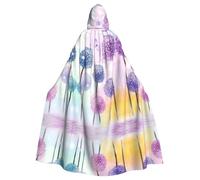 WHJSHOP Colorful Flowers Purple Butterfly Picture Halloween Adult Hooded Cape Cloak For Role-Playing, Stage Costumes, Parties Easy Care