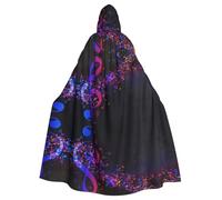 WHJSHOP Colorful Galaxy Music Note Picture Halloween Adult Hooded Cape Cloak For Role-Playing, Stage Costumes, Parties Easy Care