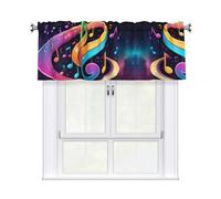 WHJSHOP Colorful Galaxy Music Note Prints Cozy Kitchen Window Layer - 54x18 Inch Peach Skin Valance with Filtered Light