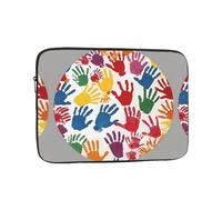 WHJSHOP Colorful Hand Prints in a Circle Pattern Laptop Case - Shockproof Portable Laptop Sleeve Bag for Men and Women Business Travel, School, and Office Use