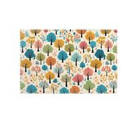 WHJSHOP Colorful Life Trees Prints Placemats Set of 6 12x18in - Heat Resistant Table Layers for Homes, Hotels & Stylish Dining