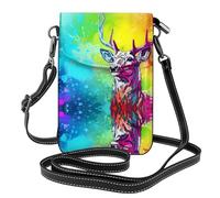 WHJSHOP Colorful Sika Deer Picture Small Leather Women'S Crossbody Flip Phone Bag, Waterproof And Durable