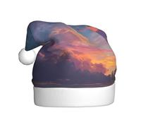 WHJSHOP Colorful Skies Pattern Men's and women's plush Christmas hats, adult New Year's holiday party caps