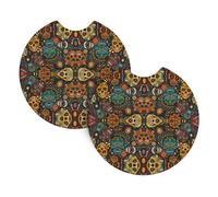 WHJSHOP Colorful Sugar Skulls Prints Car Cup Coasters 2-Pack - Neoprene Protection for a Cleaner, Scratch-Free Ride