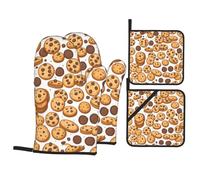 WHJSHOP Cookies Food Chocolate Chip Biscuits Prints Kitchen Layers: Waterproof Oven Covers for Safe Handling & Easy Cleanup - 4 Piece Heat Protection Bundle