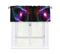 WHJSHOP Cosmic Galaxy Prints Cozy Kitchen Window Layer - 54x18 Inch Peach Skin Valance with Filtered Light